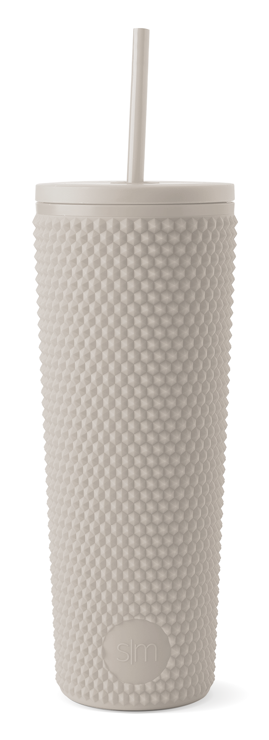 Textured Plastic Classic Tumbler with Straw Lid - Almond Birch