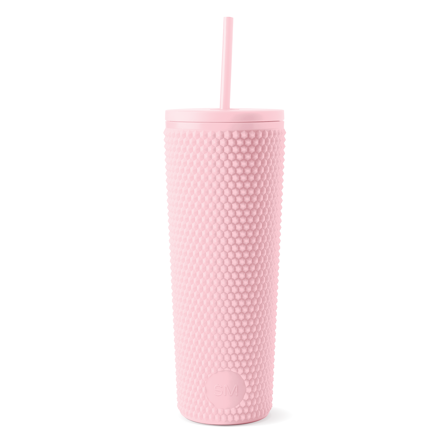 Textured Plastic Classic Tumbler with Straw Lid - Blush