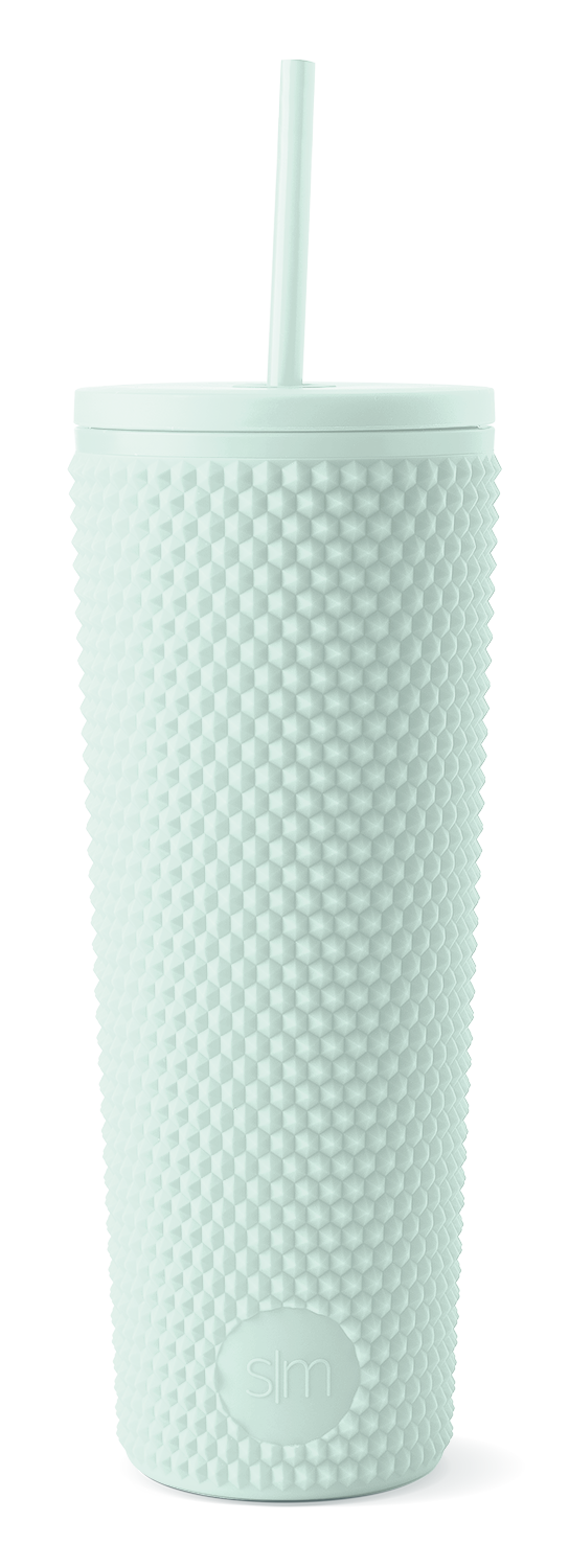 Textured Plastic Classic Tumbler with Straw Lid - Retro Mint