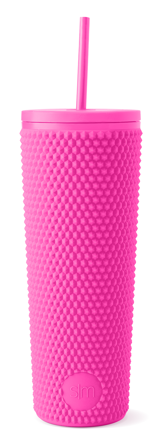 Textured Plastic Classic Tumbler with Straw Lid - Raspberry Vibes