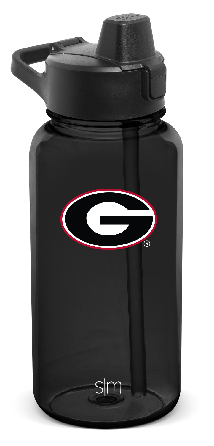 Collegiate Plastic Summit Water Bottle with Simple Flip Straw Lid - Georgia