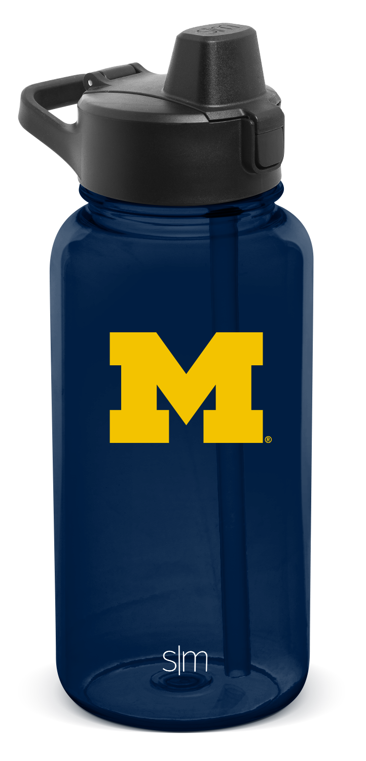 Collegiate Plastic Summit Water Bottle with Simple Flip Straw Lid - Michigan