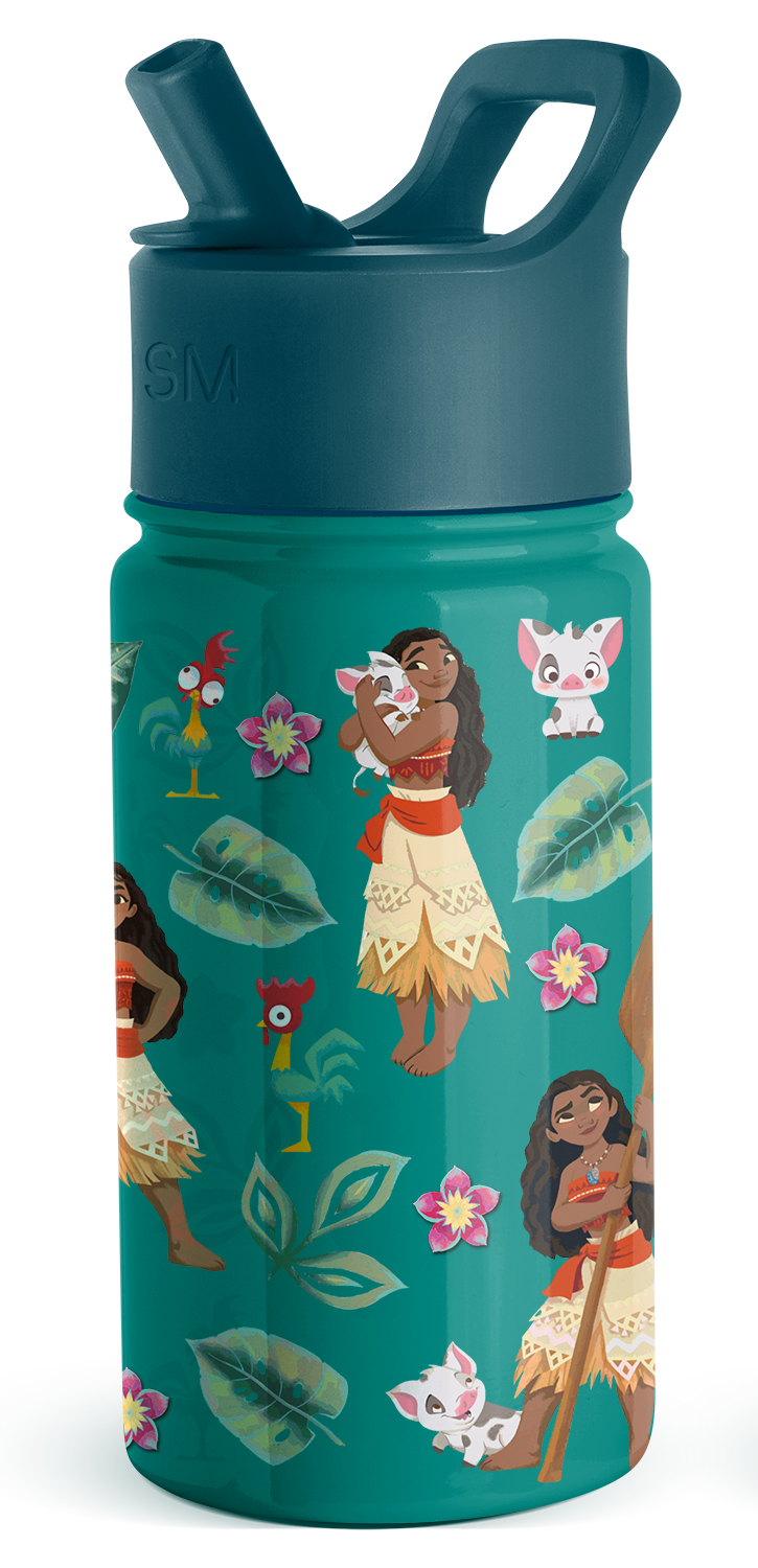 Summit Kids Water Bottle with Straw Lid - 14oz - Moana's Village / Straw / SM