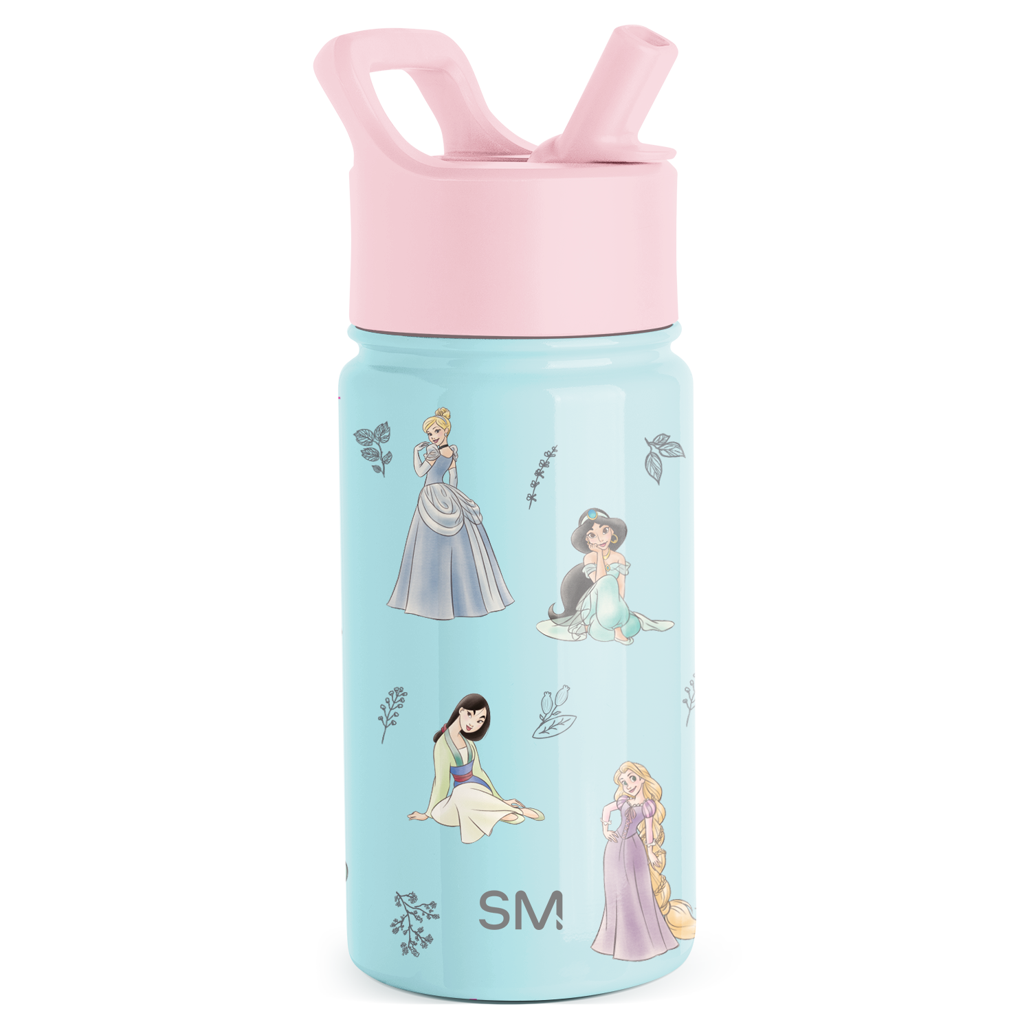 Summit Kids Water Bottle with Straw Lid - 14oz - Disney Princess Royal Beauty / Straw / SM