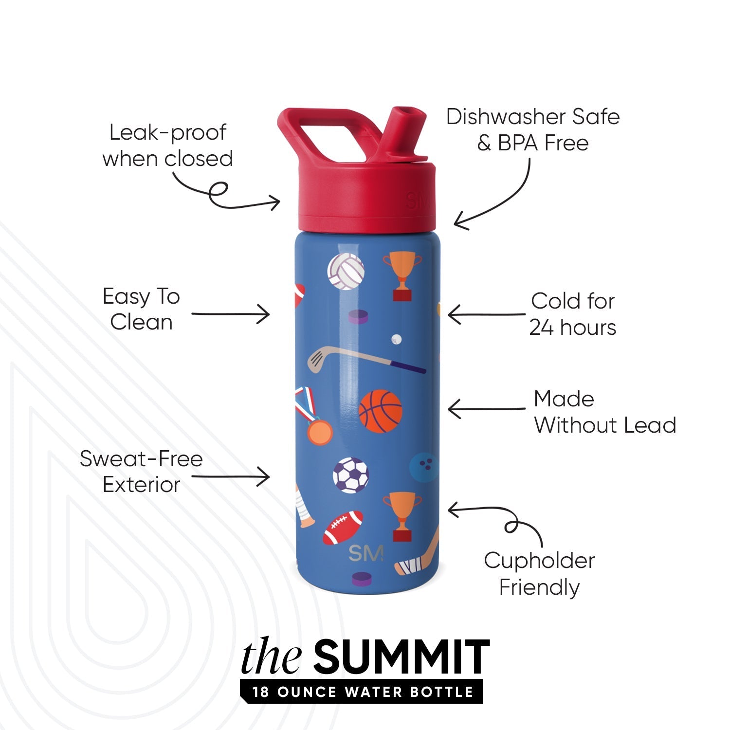 Summit Kids Water Bottle with Straw Lid - 18oz - SM2