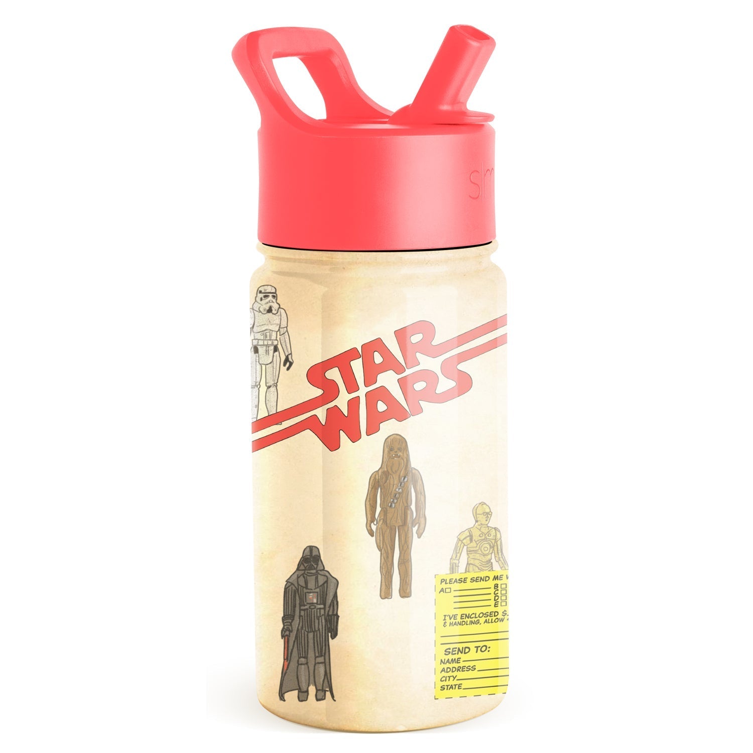 Summit Kids Water Bottle with Straw Lid - 14oz - Star Wars Retro Vibe / Straw / SM