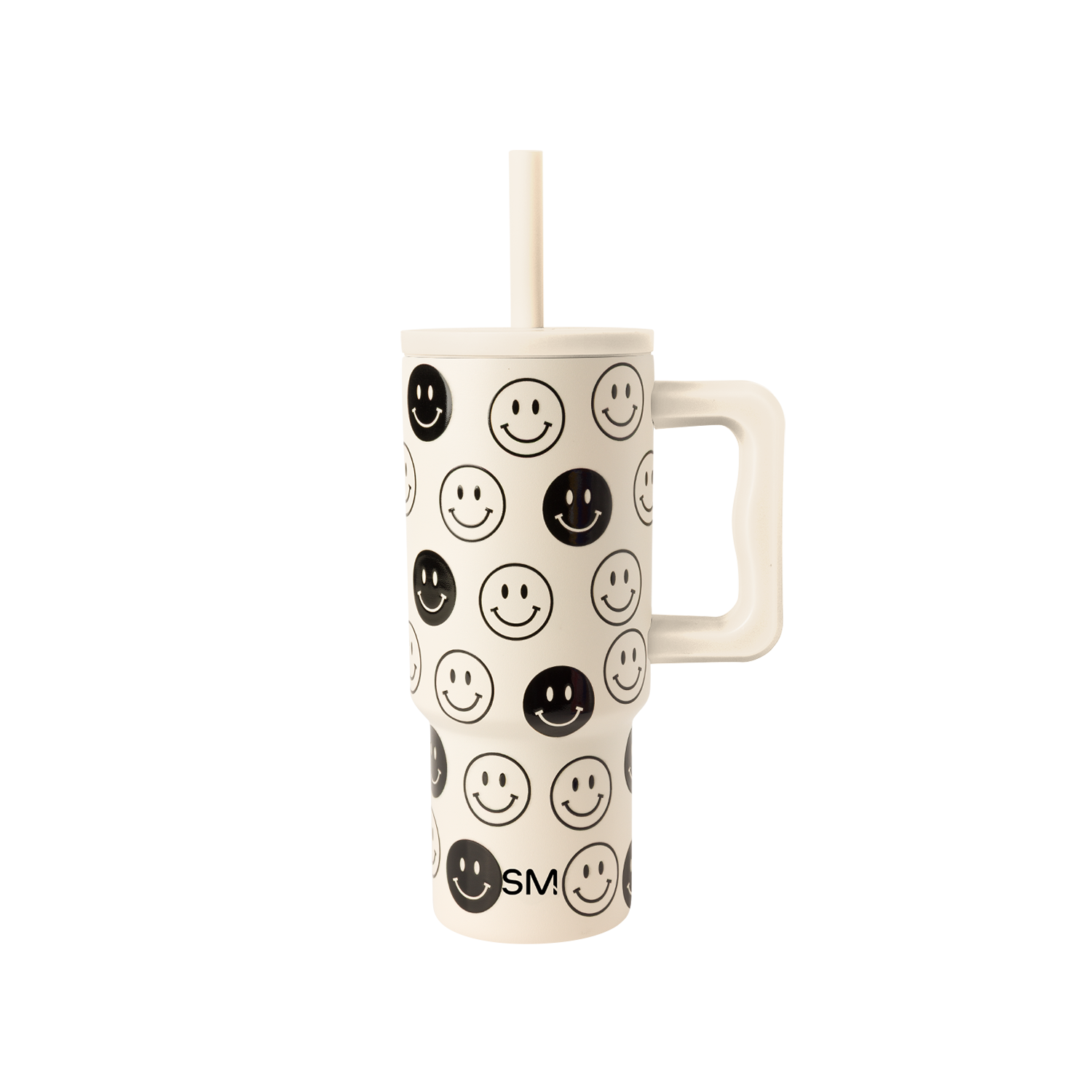 Trek Kids Tumbler with Silicone Straw Lid - 24oz / Tan Happy Faces