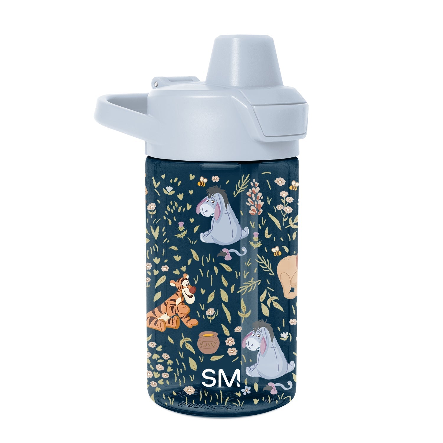 Summit Kids Plastic Water Bottle with Simple Flip Straw Lid - Winnie the Pooh Floral