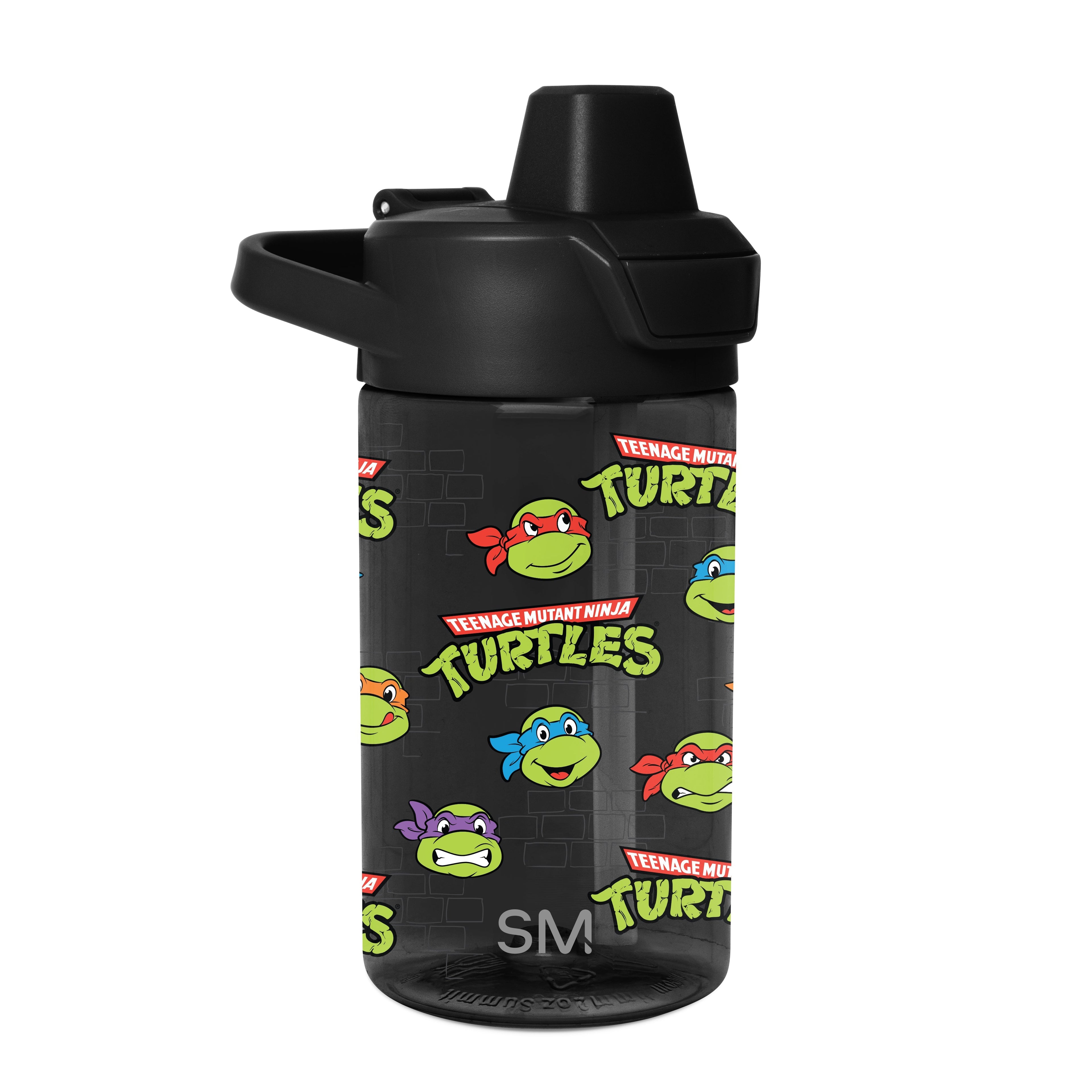 Summit Kids Plastic Water Bottle with Simple Flip Straw Lid - Teenage Mutant Ninja Turtles Unite